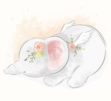 Cute baby elephant sleeping  vector