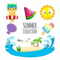 Summer element collection with ice cream and more vector