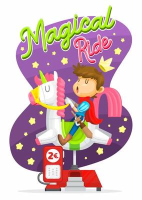 Prince riding unicorn machine
