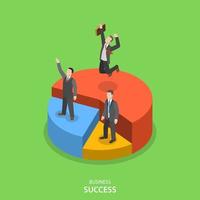 Successful business men on pie chart sections vector