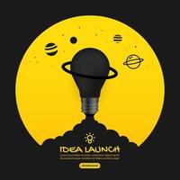 Light bulb on yellow launching into space vector