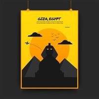 cartel de viaje de giza en amarillo y negro vector