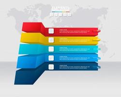 Infographic template with 5 colorful 3D options vector