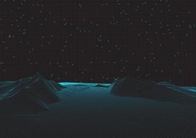 Futuristic wireframe landscape on grid vector