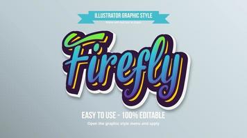 Colorful modern cursive firefly editable text effect vector