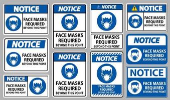 Notice Masks Required Beyond This Point Sign Set  vector