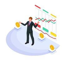 Businessman presenting a growing chart vector