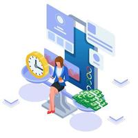 Business woman managing her content to get money vector