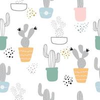 lindo cactus dibujado a mano de patrones sin fisuras vector