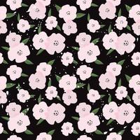 Cute pink flowers seamless pattern vector