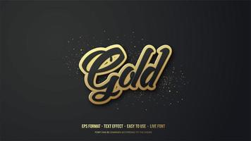 Text style effect with 3d gold writing vector