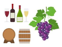 conjunto de productos de uva y vino vector