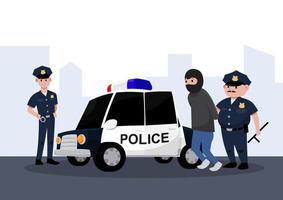 oficiales de policía arrestando a alguien vector
