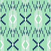 Green, White and Blue Ikat Seamless Pattern vector