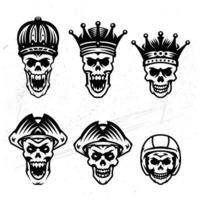 Vintage Skull Head Set vector