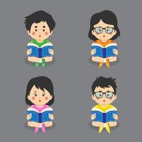 Reading Book Characters Set vector