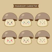 Cute Mushroom Characters Set vector