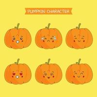 lindo conjunto de personajes de calabaza vector