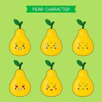 Cute Pear Characters Set vector