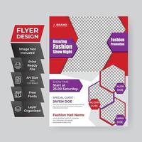 Red Fashion Flyer Template Design vector