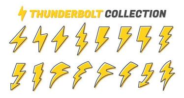 Flat lightning icon set vector