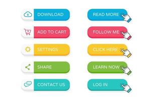 Flat website buttons vector