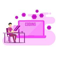 Programmer Working from Home vector