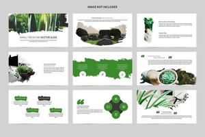 Green and white ink style slide set vector