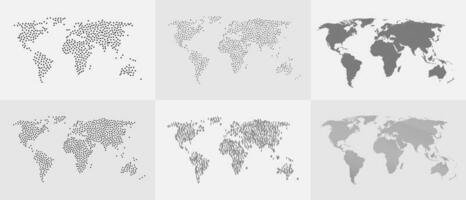 Conjunto de mapa del mundo abstracto de puntos y líneas vector