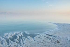 Salt shores at the Dead Sea