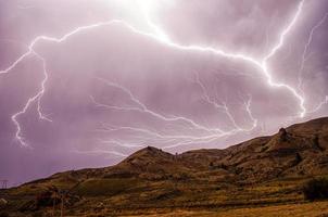 Lightning strike in the sky photo