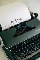 Green typewriter with words photo