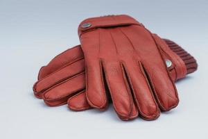 Brown leather gloves photo