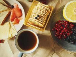 Close-up of breakfast spread photo