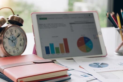 Tablet computer with graphs on it photo