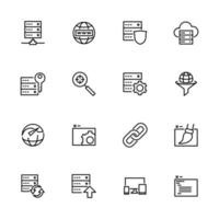 conjunto de iconos de línea relacionados con el servicio web vector