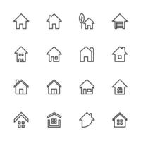 iconos de la casa relacionados con el conjunto inmobiliario vector