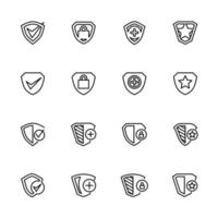 Line Icon Set Related to Protection, Security Shield vector