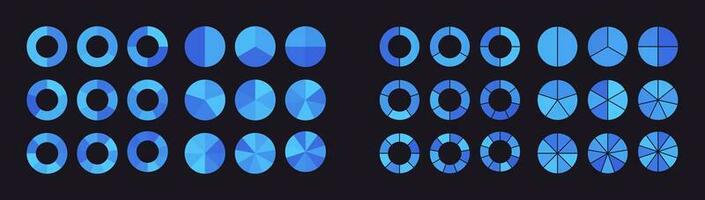 colección de gráficos circulares divididos en partes o sectores vector
