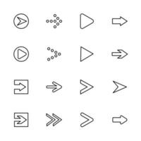 conjunto de flechas delineadas apuntando a la dirección correcta vector