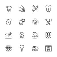 Line Icon Set of Dental Activity vector