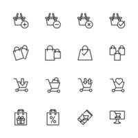 Line Icon Related to E-Commerce Trolley and Shopping Bag vector