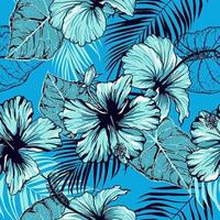 Seamless Pattern of Blue Hibiscus vector