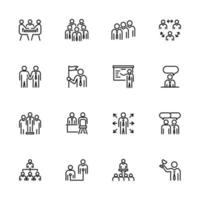conjunto de iconos de línea de actividad de oficina para empresarios vector