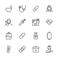conjunto de iconos de línea relacionada con la actividad médica vector