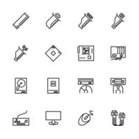Computer Hardware and Equipment Line Icon Set