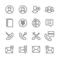Iconos de interfaz de usuario para contacto, llamada, mensajería vector