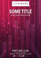 Pink party poster with abstract linear shapes vector