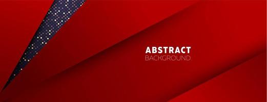 Modern red overlapping shapes and gold sparkles vector