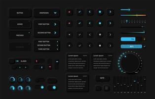 Detailed black user interface pack  vector